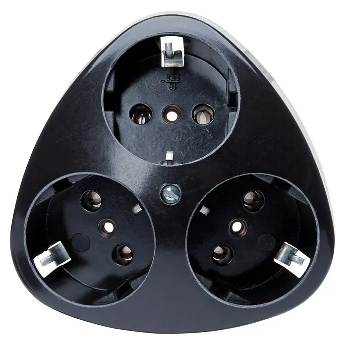 Kopp Standard Steckdose - Schwarz, 3-fach - Dreifach-Steckdosenadapter in Schwarz. Ideal, um mehrere Geräte gleichzeitig anzuschließen. Praktisch und kompakt.