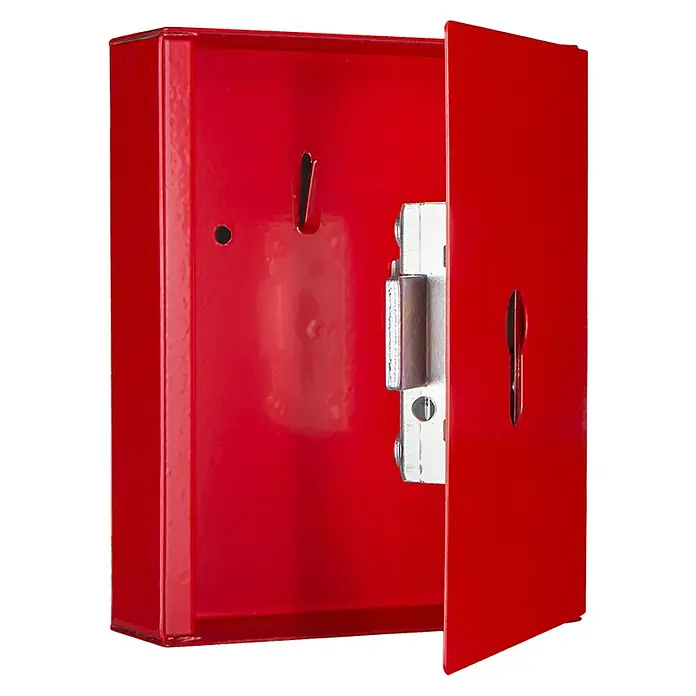 Format Notschlüsselkasten NS 2 PHZ - L x B x H: 34 x 120 x 150 mm - Roter Schlüsseltresor mit offenem Deckel, ideal zur sicheren Aufbewahrung von Schlüsseln in Wohnungen und Büros.