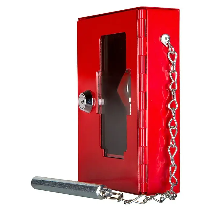 Format Notschlüsselkasten NS 2 - L x B x H: 34 x 120 x 150 mm, Mit Glasbrecher - Rote Notfallbox mit Schlüssel und Kette, zur sicheren Aufbewahrung von Ausrüstung.