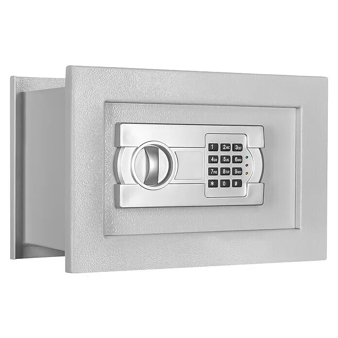 Format Wandtresor FOX 1 - Elektronisches Zahlenschloss, L x B x H: 220 x 355 x 240 mm - Grauer Metallsicherheitssafe mit digitalem Tastenfeld und integriertem Drehgriff.