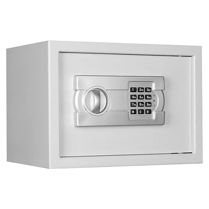 Format Möbeltresor TIGER M - L x B x H: 250 x 350 x 250 mm, Elektronisches Zahlenschloss - Hellgrauer Metallsicherheitssafe mit digitaler Tastatur und Drehgriff zur Sicherheit.