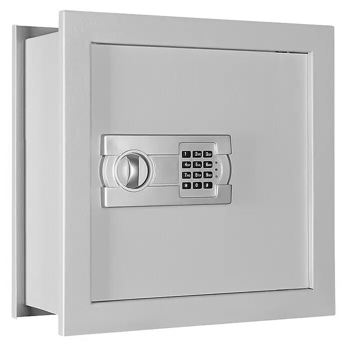 Format Wandtresor FOX 2 - Elektronisches Zahlenschloss, L x B x H: 220 x 440 x 440 mm - Grauer Wandtresor mit elektronischem Tastenfeld und Drehgriff.