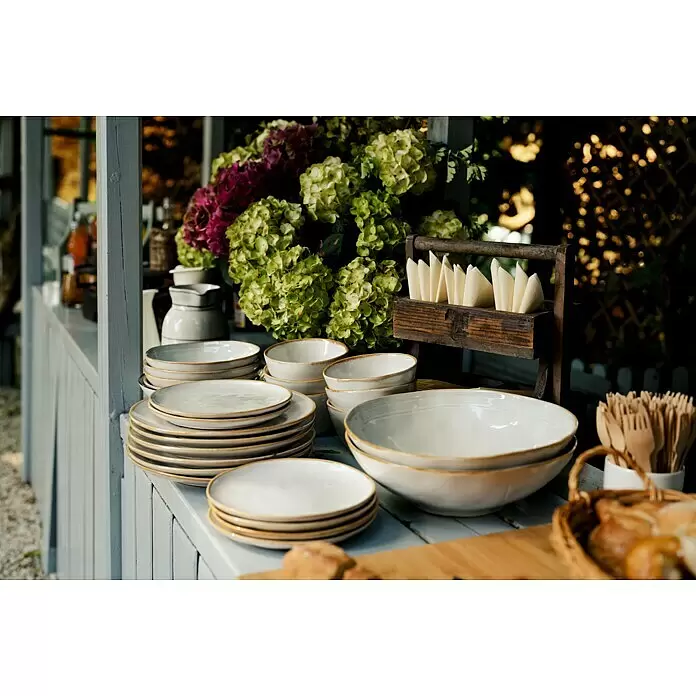 Teller Tabo - 1 Stk., Ø x H: 20,5 x 2 cm, Keramik, Grau - Stimmungsaufnahme