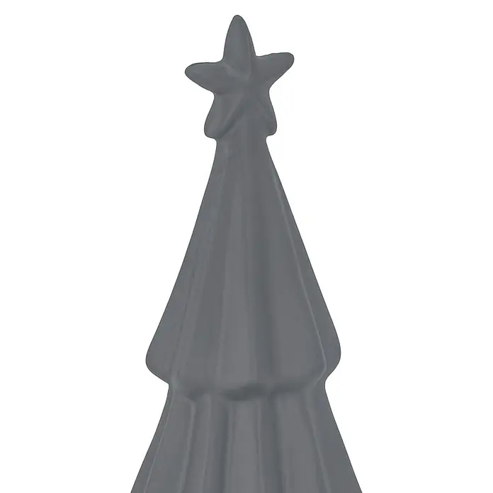 Dekofigur Baum - Ø x H: 11 x 27 cm, Grau, Kunststoff - Grauer Weihnachtsbaum mit Sternspitze für festliche Dekorationen, ideal für saisonale Akzente im Haus.
