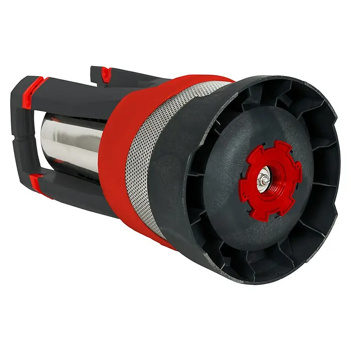 AL-KO Premium Drucktauchpumpe Dive 5600/44 Automatic - 1.200 W, Max. Fördermenge: 5.600 l/h - Nahaufnahme einer innovativen Wurfscheibenmaschine mit schwarzem und rotem Design, die ein effizientes Trainingserlebnis verspricht.\n