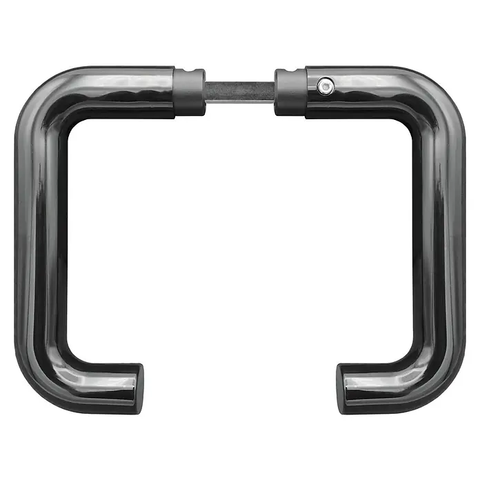 Portaferm Drückerpaar Nylon - Schwarz, Stärke Tür: 35 mm - 45 mm - Silberfarbener Türgriff in U-Form. Der robuste Griff ist ideal für moderne Türen und bietet einen sicheren Halt.
