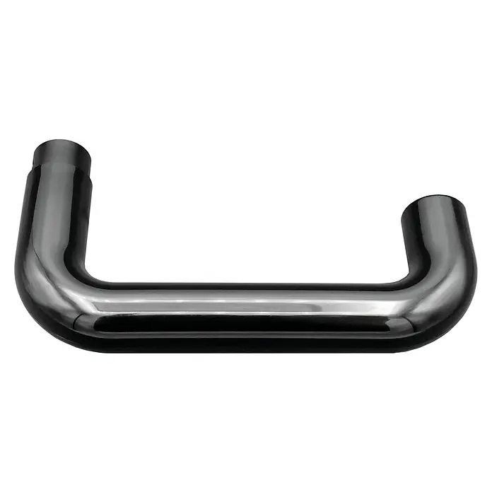 Portaferm Drückerlochteil - Vierkantstift: 8 mm, Schwarz, U-Form, Durchmesser Rohr: 20 mm - Verchromtes U-förmiges Metallrohr, glänzend und reflektierend, ideal für Sanitärinstallationen oder dekorative Zwecke.