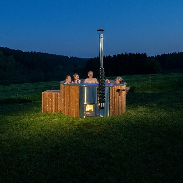 Holzklusiv Saphir 180 Hot Tub Spa Deluxe CleanDurchmesser: 200 cm, Anthrazit, Thermoholz, Max. Personenzahl: 4 - 6 Use Shot