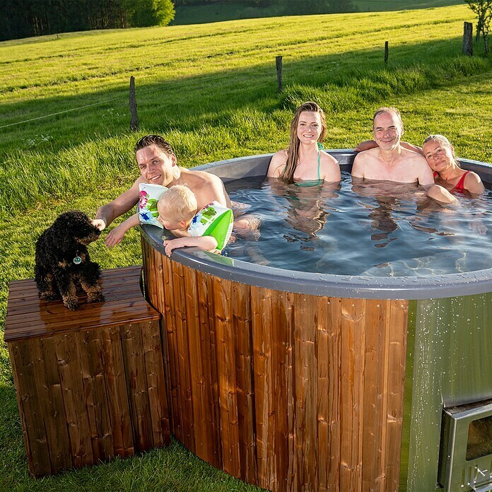 Holzklusiv Saphir 200 Hot Tub SpaDurchmesser: 220 cm, Anthrazit, Thermoholz, Max. Personenzahl: 6 - 8 Use Shot