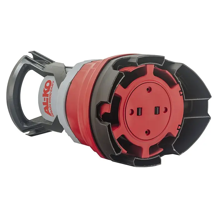 AL-KO Easy Schmutzwasserpumpe Drain 9500 - 300 W, Max. Fördermenge: 8.500 l/h - Nahaufnahme der AL-KO DRAIN 9500 Easy Tauchpumpe, die ein robustes Design mit rotem Gehäuse und schwarzem Schutzgitter zeigt, ideal für Entwässerungsarbeiten.