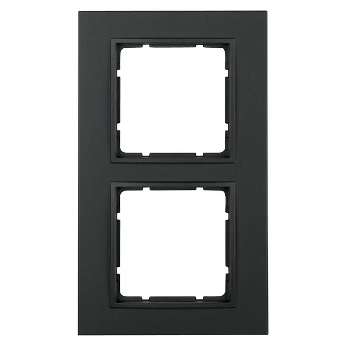 Berker B.7 Abdeckrahmen 10126626 - Anthrazit, 2-fach, Kunststoff - Schwarze Doppel-Lochblende für Schalter und Steckdosen zur stilvollen Abdeckung von elektrischen Installationen, passend für Standardgrößen.