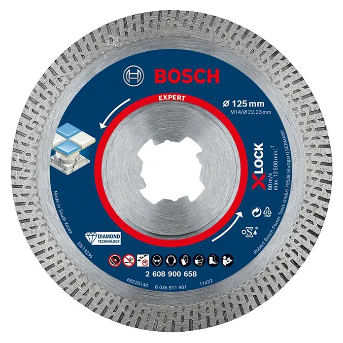 Bosch Diamant-Trennscheibe Expert for HardCeramic - Durchmesser Scheibe: 125 mm, Höhe Segment: 10 mm, 1 Stk. - Bosch Expert Fliesen Diamanttrennscheibe mit 125mm Durchmesser für präzise Schnitte in Fliesen und Keramik.