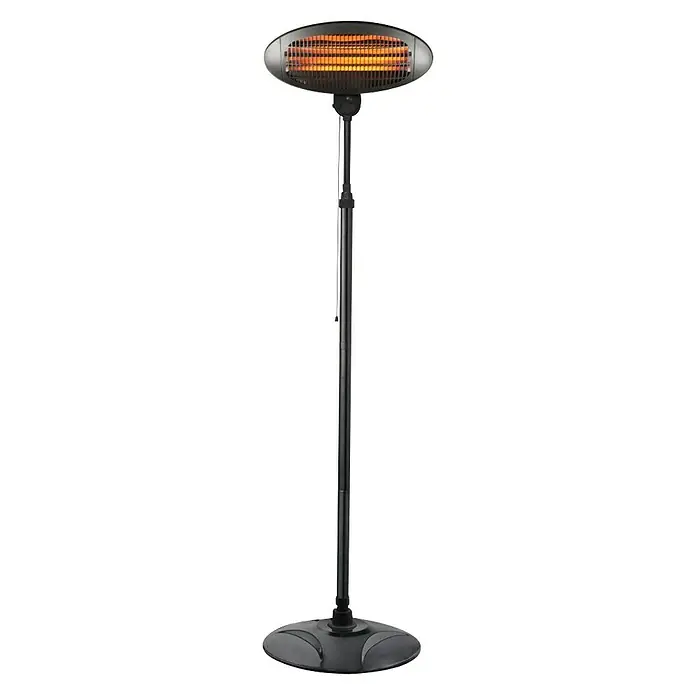 Voltomat HEATING Estufa de pie infrarrojos para exterior - 2.000 W, Negro - Lámpara de pie negra con función de calefacción, ideal para exteriores, con un diseño elegante y emisión de calor eficiente.