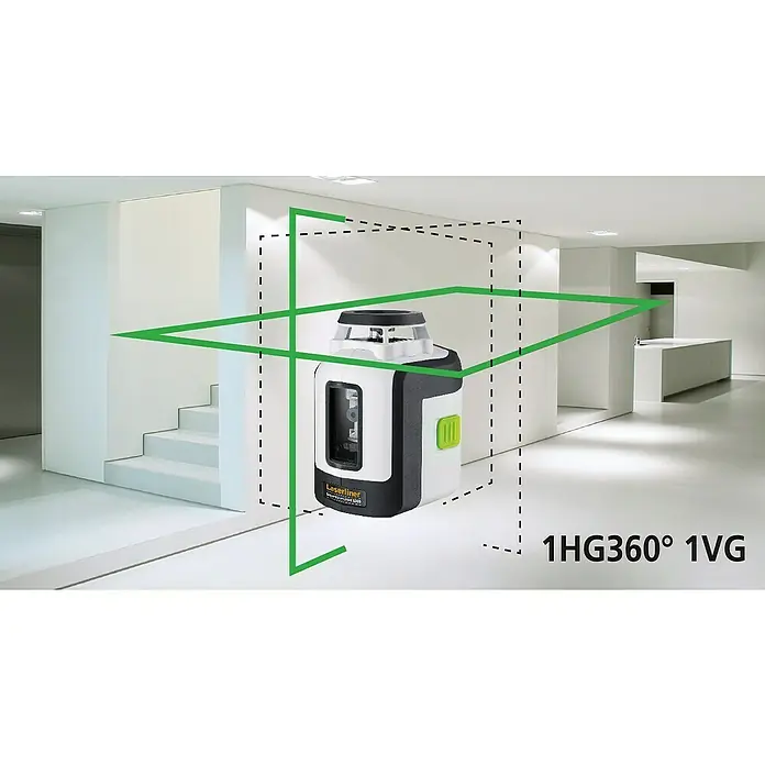 Laserliner Kreuzlinienlaser SmartLine G360 - Funktionen: 360 °-Laserlinie, Laserdiode: 515 Nm - Laserliner 1HG360° 1VG Kreuzlinienlaser projiziert präzise horizontale und vertikale Linien für genaue Ausrichtung im Innenbereich.