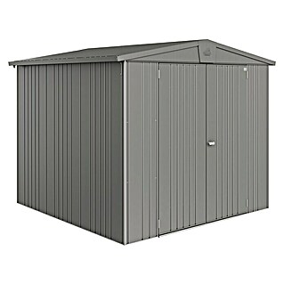 Biohort Gerätehaus Europa (Außenmaß inkl. Dachüberstand (B x T): 244 x 228 cm, Stahl, Quarzgrau)