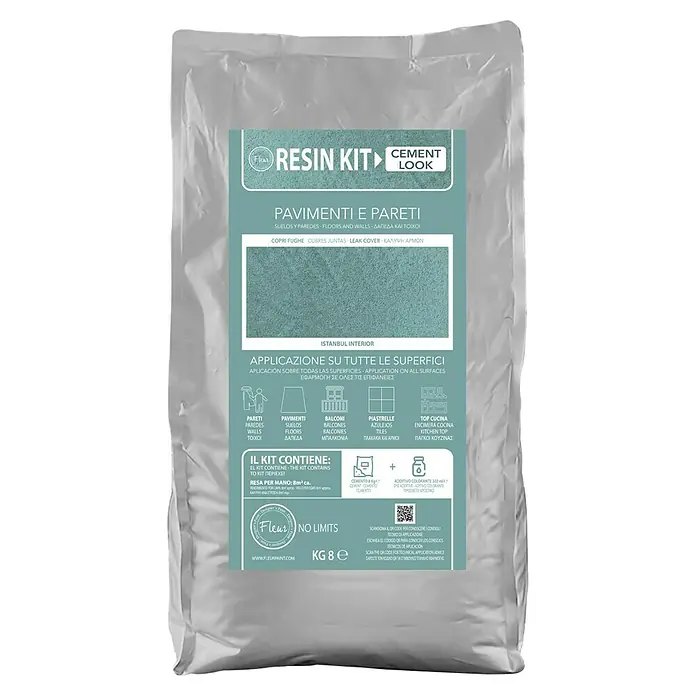 Fleur Kit Microcemento - Istanbul, 8 kg - Kit de Resina Aspecto Cemento: El kit incluye todo para crear superficies con aspecto de hormigón. Adecuado para paredes, suelos y más.