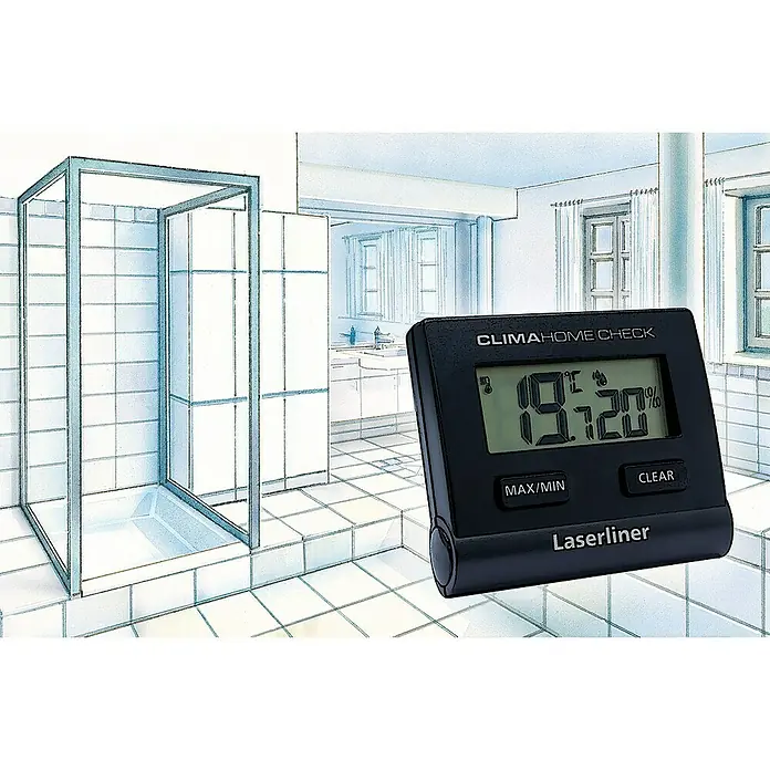 Laserliner Digitales Thermo-Hygrometer ClimaHome-Check - Schwarz, Breite: 66 mm - Laserliner ClimaHome Check Hygrometer zur Temperatur- und Feuchtigkeitsmessung in Räumen, mit großem Display und einfacher Bedienung.