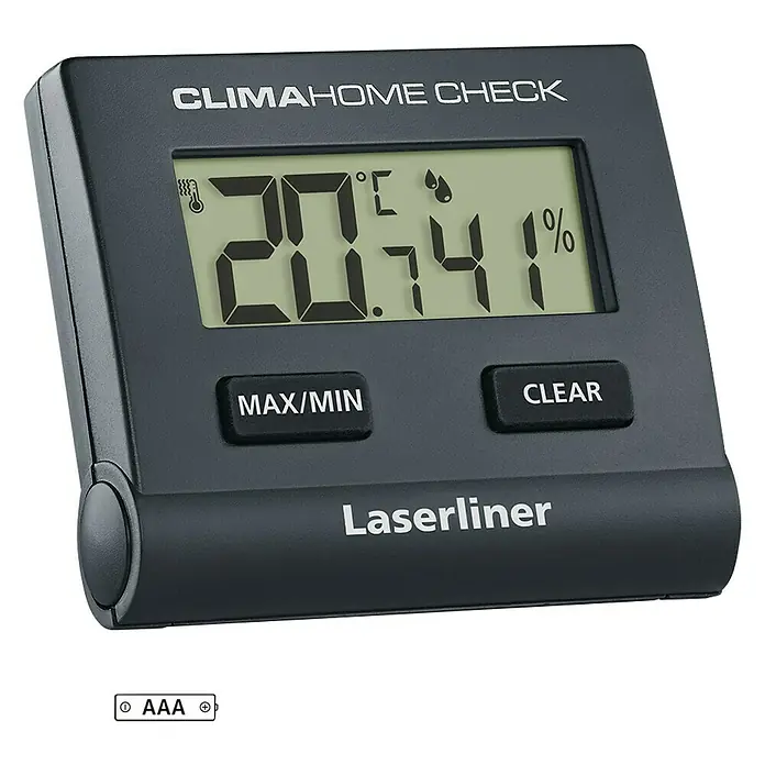 Laserliner Digitales Thermo-Hygrometer ClimaHome-Check - Schwarz, Breite: 66 mm - Das digitale Thermo-Hygrometer "Clima Home Check" von Laserliner zeigt Temperatur und Luftfeuchtigkeit präzise an.