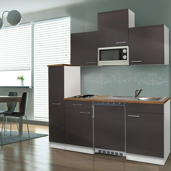 Respekta Cocina (Ancho: 180 cm, Con placa de dos fuegos, Gris)