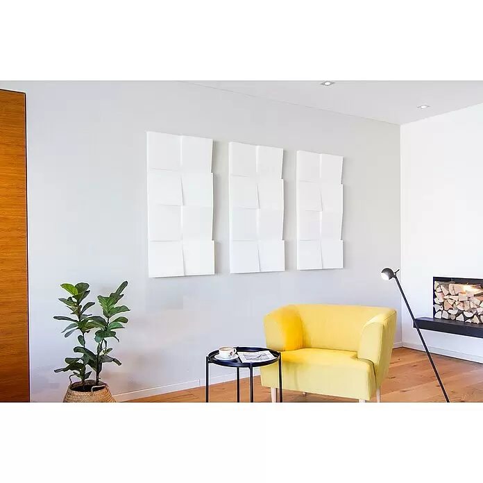 Silenti Akustikpaneel Slope - Weiß, 116 cm x 58 cm x 80 mm, 100 % Polyester - Stimmungsaufnahme