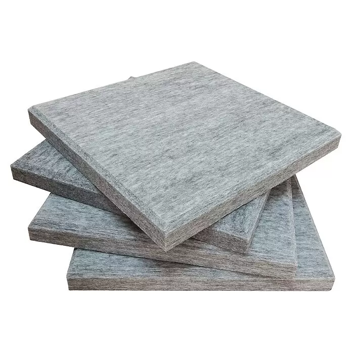 Silenti Akustikpaneel - 4 Stk., Hellgrau, 58 cm x 58 cm x 50 mm, 100 % Polyester - Diagonale Ansicht