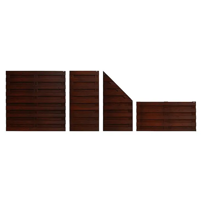 Andrewex Sichtschutzelement Goch - Braun - Dunkelbrauner Holzzaun mit horizontalen Brettern, ideal zur Grundstücksbegrenzung und als Sichtschutz im Garten oder auf der Terrasse.