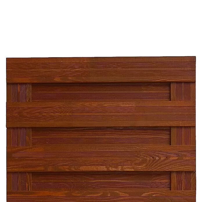 Andrewex Sichtschutzelement Goch - 90 x 90/180 cm, Teak - Braunes Holzzaunfeld mit horizontalen Latten und vertikalen Stützelementen.