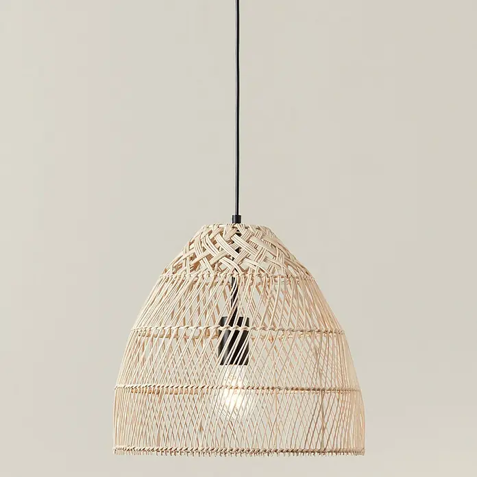 Brilliant Pendelleuchte Minster - 25 W, Schwarz, E27 - Elegante hängende Rattan-Lampe, ideal für eine gemütliche Atmosphäre. Die Lampe besticht durch ihr geflochtenes Design und ihr warmes Licht.