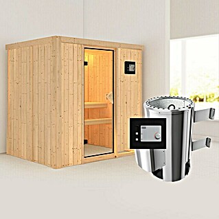 Karibu Elementsauna Fanja (Mit 3,6 kW Ofen mit externer Steuerung, Ohne Dachkranz, L x B x H: 196 x 151 x 192 cm)