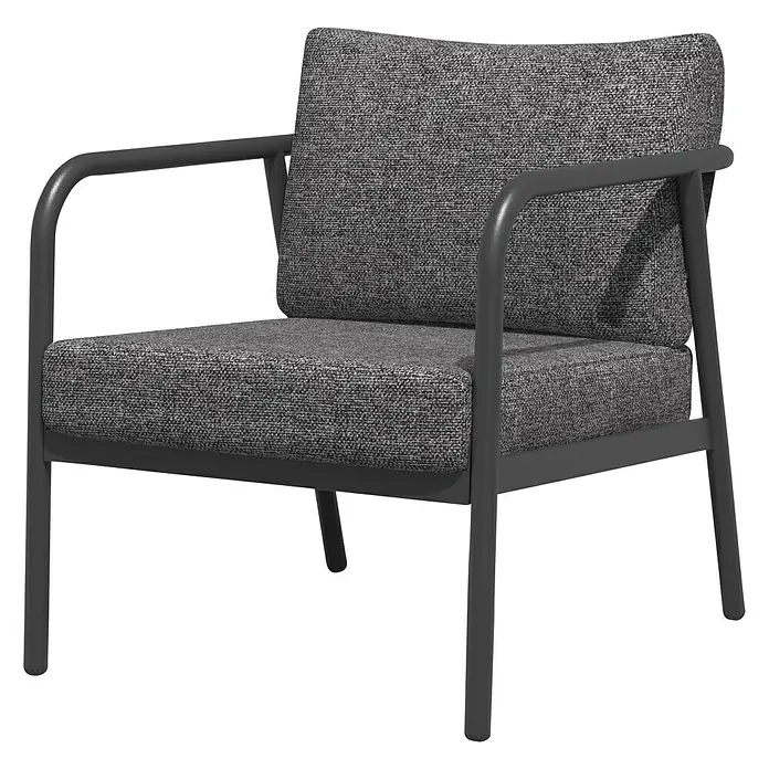 Loungesessel Olga - B x T x H: 67 x 76 x 63 cm, Schwarz/Grau - Grauer Polstersessel mit Stoffbezug und Metallgestell. Der Sessel bietet Komfort und modernes Design für Wohnräume.
