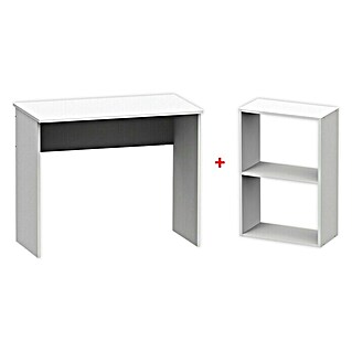 Muebles Pitarch Mesa de escritorio y estantería Tibet (2 pzs., Blanco)