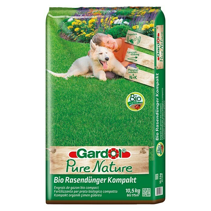 Gardol Pure Nature Bio-Rasendünger Kompakt10,5 kg, Inhalt ausreichend für ca.: 175 m² Front View