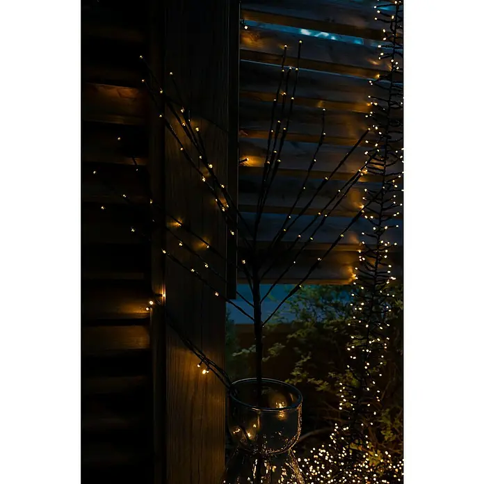 Tween Light Cadena de luces LED - Para exterior, Largo: 8,15 m, 768 ud., Funcionamiento en red, Color de luz: Blanco cálido - Luz de rama LED atmosférica en un jarrón de vidrio, ideal para un ambiente acogedor en interiores y exteriores.