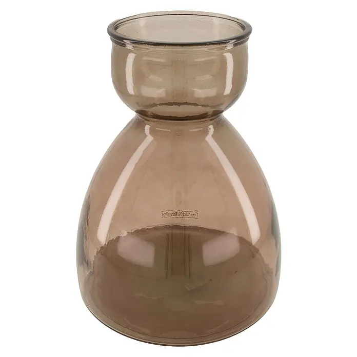 Vase Recyceltes Glas - Ø x H: 27 x 34 cm, Glas, Beige - Elegante, bauchige Vase aus getöntem Glas. Die stilvolle Glasvase besticht durch ihre besondere Form und das sanfte, dunkle Glas.