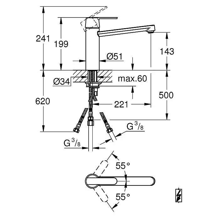 Grohe Get SpültischarmaturNiederdruck, Chrom, Glänzend