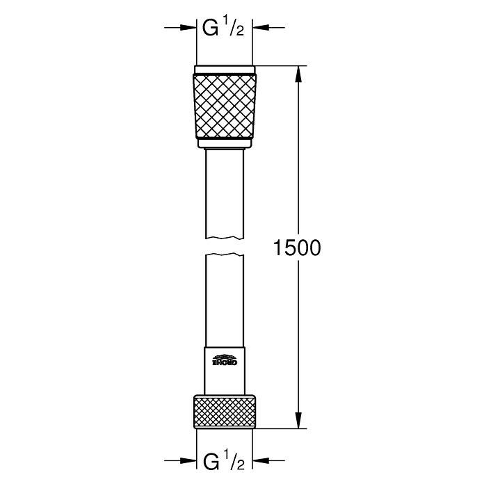 Grohe Brauseschlauch Vitalioflex ComfortLänge: 150 cm, Anschlüsse: ½″, Chrom Sketch