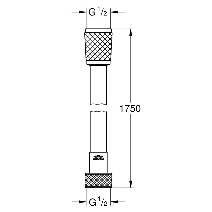 Grohe Brauseschlauch Vitalioflex TrendLänge: 175 cm, Anschlüsse: ½″, Chrom Sketch