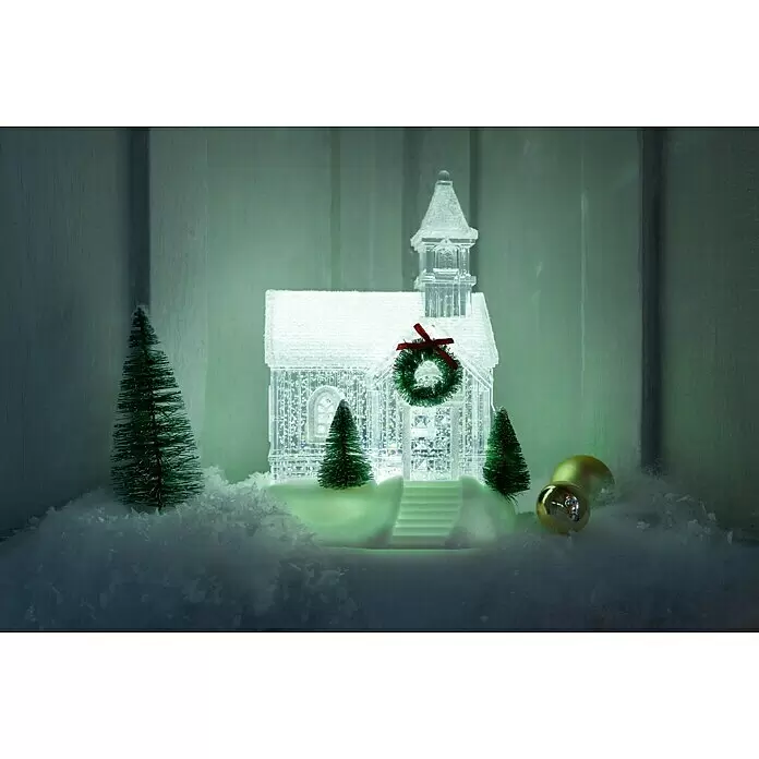 Markslöjd LED-Schneelaterne Kapelle - Innen, Transparent, 14 x 17 x 23 cm, Batteriebetrieben - Anwendungsbeispiel
