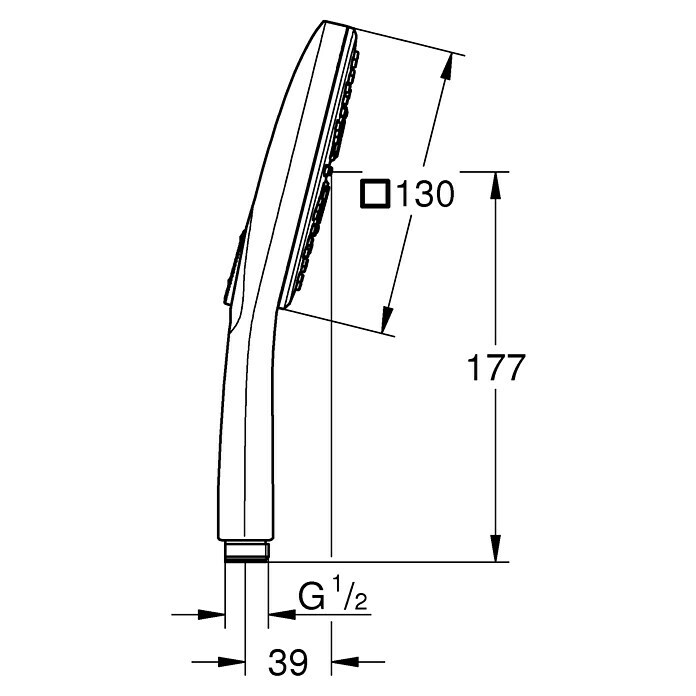 Grohe Handbrause Vitalio SmartActive 130 CubeAnzahl Funktionen: 3 Stk., Durchmesser: 13 cm, Chrom Sketch