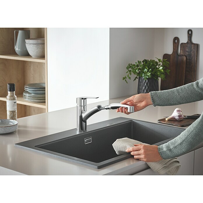 Grohe Start Spültischarmatur QuickFix S-SizeChrom, Glänzend, Gussauslauf schwenkbar Use Shot