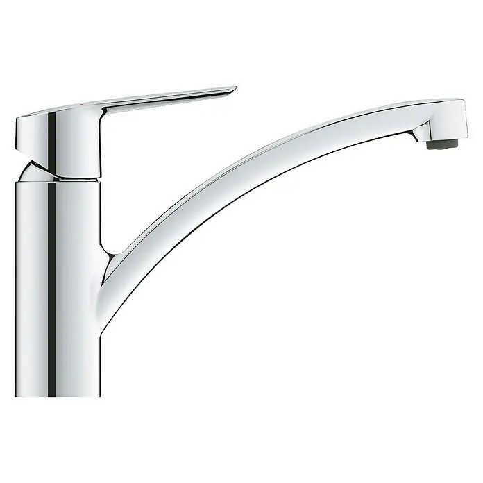 Grohe QuickFix Spültischarmatur Start - Ausladung Armatur: 227 mm, Chrom, Schwenkbereich: 140 ° - Ein moderner, glänzender Chrom-Wasserhahn mit schlankem, gebogenem Auslauf für eine stilvolle Küchen- oder Badgestaltung.