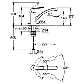 Grohe QuickFix Spültischarmatur Start (Höhe: 23 cm, Chrom, Glänzend, Schwenkbereich: 140 °) | BAUHAUS