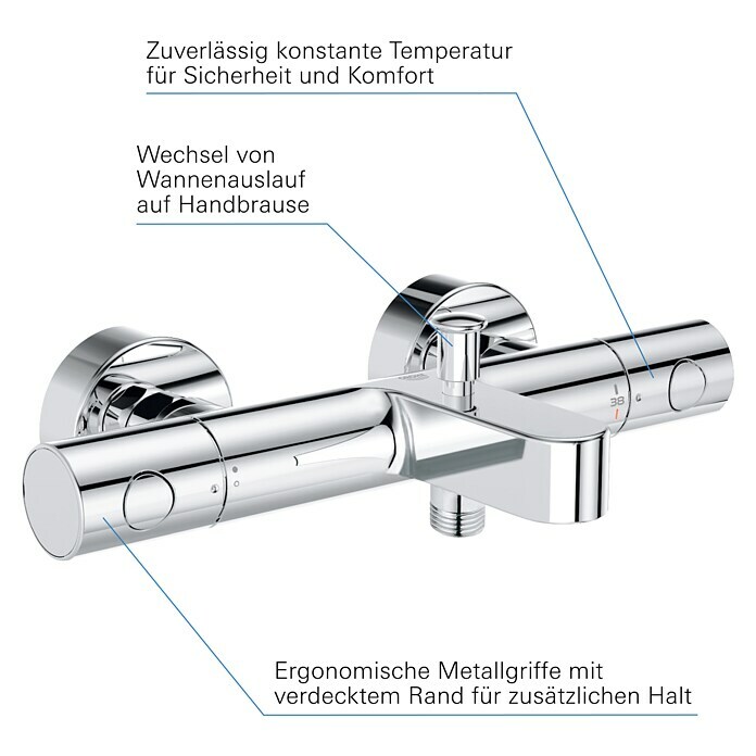 Grohe Wannenthermostat Precision GetChrom, Glänzend Info