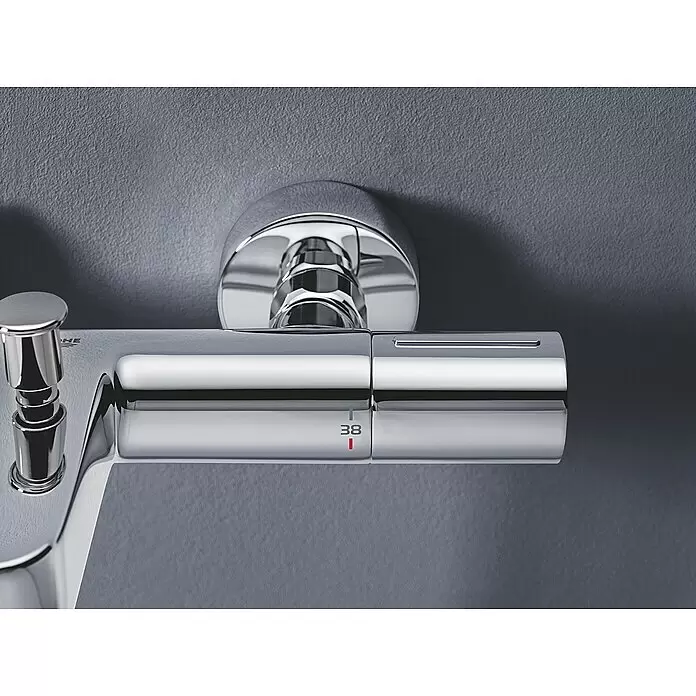 Grohe Precision Get Wannenthermostat - Chrom - Verchromter Thermostat-Duschmischer mit roter 38-Grad-Markierung.