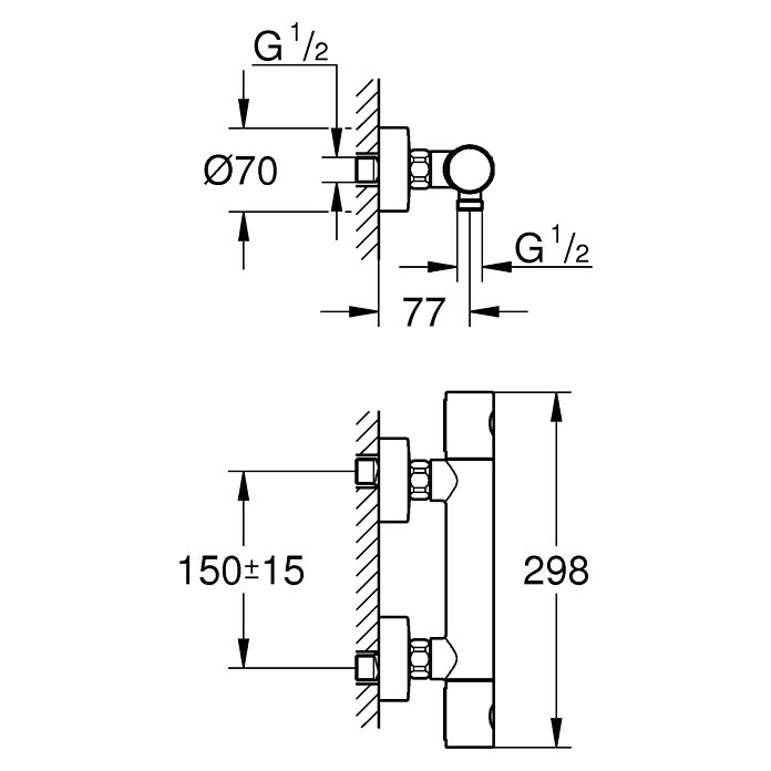 Grohe Brausethermostat Precision GetChrom, Glänzend Sketch