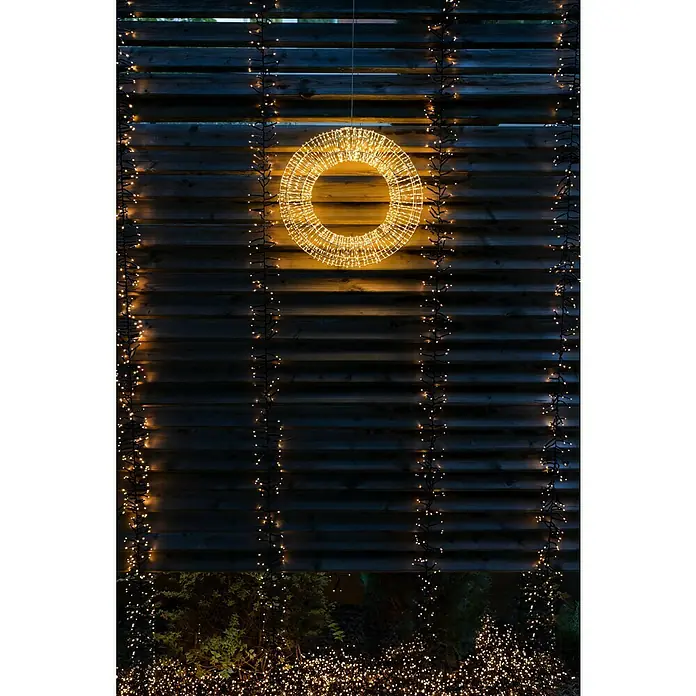 Tween Light Cadena de luces LED - Para exterior, Largo: 8,15 m, 768 ud., Funcionamiento en red, Color de luz: Blanco cálido - Corona de luz festiva: Decoración exterior atmosférica, perfecta para ocasiones festivas e iluminar jardines con una luz cálida.