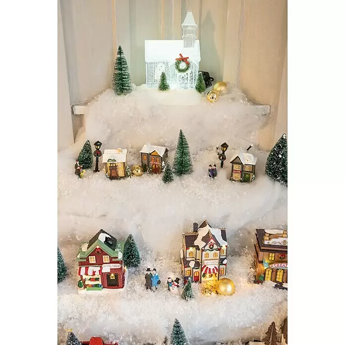 Markslöjd LED-Schneelaterne Kapelle - Innen, Transparent, 14 x 17 x 23 cm, Batteriebetrieben - Stimmungsaufnahme