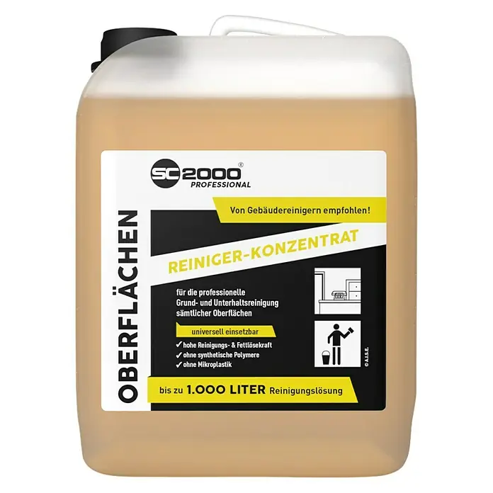 SC2000 Professional Reinigungskonzentrat Oberflächen - 10 l, Flasche - Abbildung eines SC 2000 Professional Oberflächenreiniger-Konzentrats in einem Kanister, empfohlen von Gebäudereinigern.