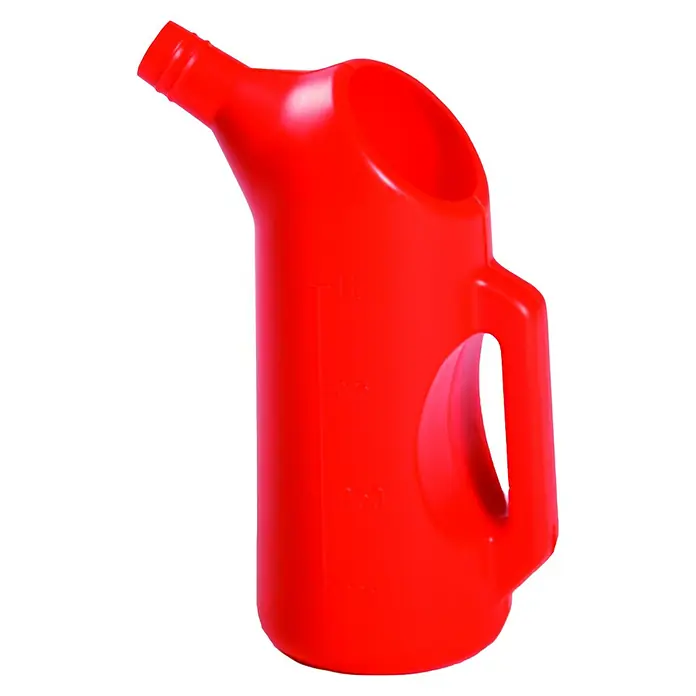 Messbecher - 1 l, Beständigkeit: Ölbeständig - Roter Öl Messbecher mit Griff. Der Öl Messbecher hat eine gut sichtbare Messskala und ist ideal für Werkstätten und Garagen.