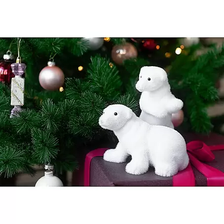 Dekofigur Eisbär beflockt, stehend